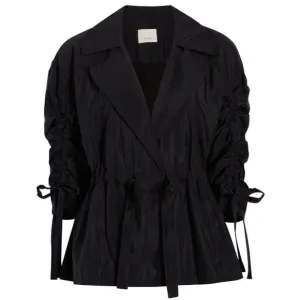 Cinq A Sept Emmeline Drawstring-Waist Woven Nylon Jacket Relaxed Glam Black XS