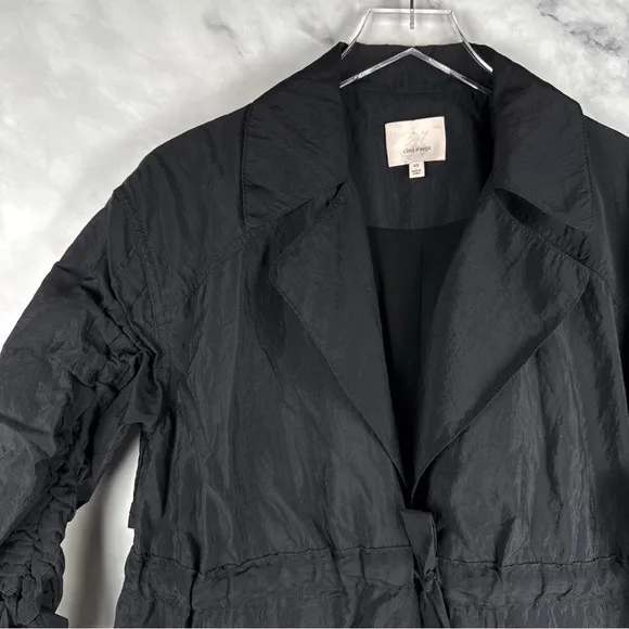 Cinq A Sept Emmeline Drawstring-Waist Woven Nylon Jacket Relaxed Glam Black XS