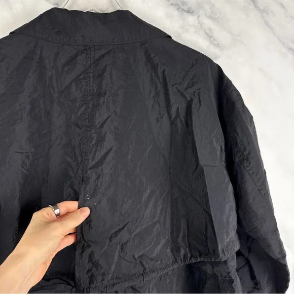 Cinq A Sept Emmeline Drawstring-Waist Woven Nylon Jacket Relaxed Glam Black XS