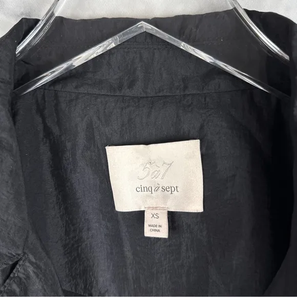 Cinq A Sept Emmeline Drawstring-Waist Woven Nylon Jacket Relaxed Glam Black XS