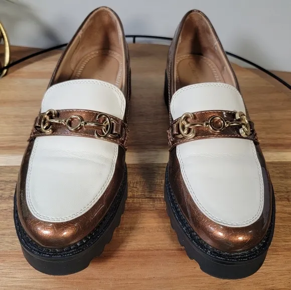 Circus by Sam Edelman Deana Bronze and Cream Platform Lug Sole Loafers Size 9
