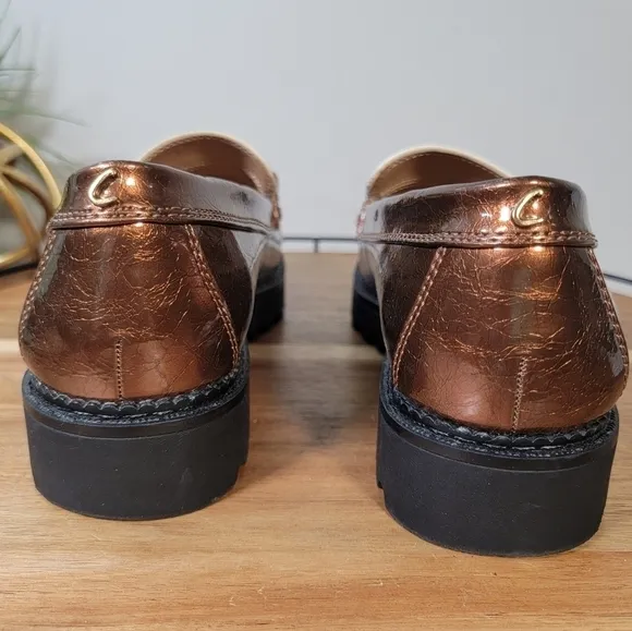 Circus by Sam Edelman Deana Bronze and Cream Platform Lug Sole Loafers Size 9