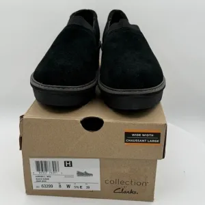 CLARKS AIRABELL MID LOAFER WOMENS BLACK SUEDE  SIZE 8 WIDE  NEW!!!!!!