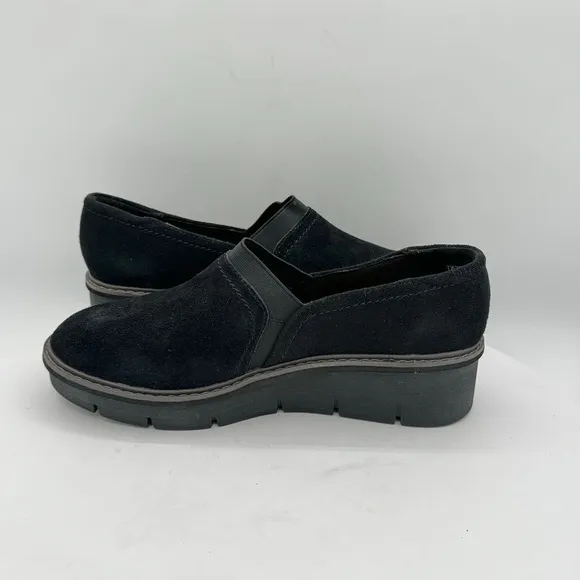 CLARKS AIRABELL MID LOAFER WOMENS BLACK SUEDE  SIZE 8 WIDE  NEW!!!!!!