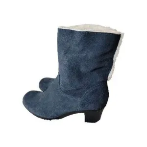 Clarks Bendables Ankle Boots Booties Womens 7 Faux Fur Blue