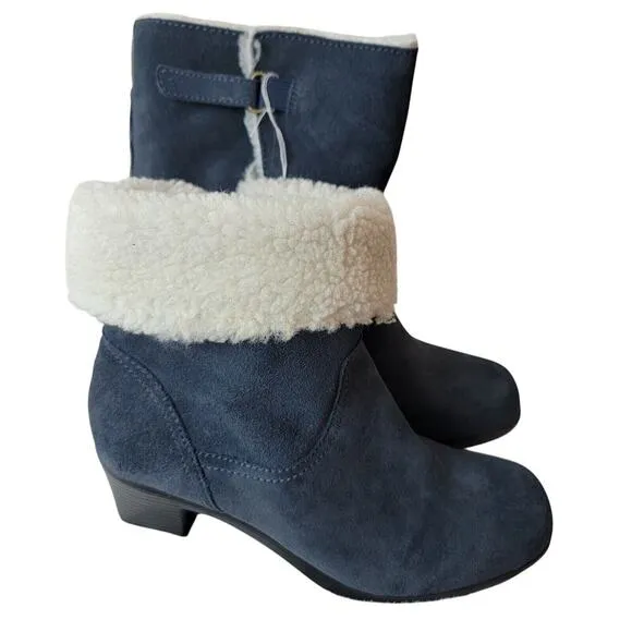 Clarks Bendables Ankle Boots Booties Womens 7 Faux Fur Blue