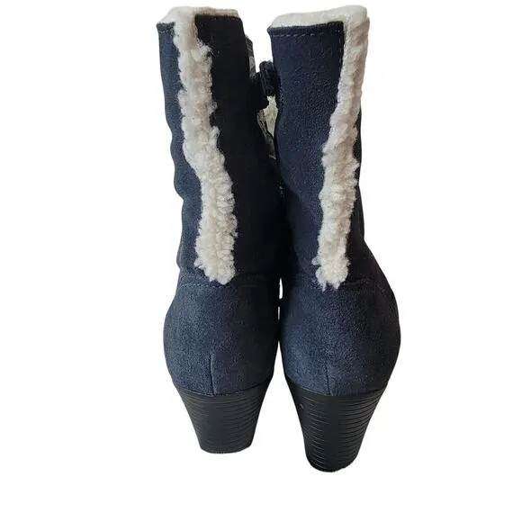 Clarks Bendables Ankle Boots Booties Womens 7 Faux Fur Blue