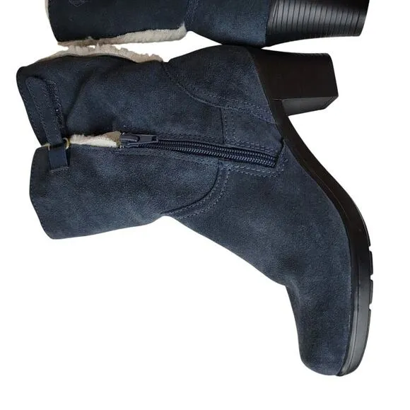 Clarks Bendables Ankle Boots Booties Womens 7 Faux Fur Blue