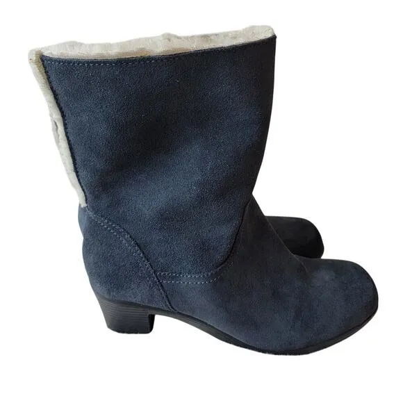 Clarks Bendables Ankle Boots Booties Womens 7 Faux Fur Blue