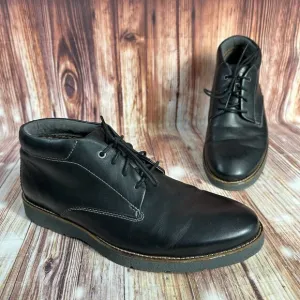 Clarks Collection FOLCROFT Mens Size 12 Black Leather Mid Chukka Boots Shoes