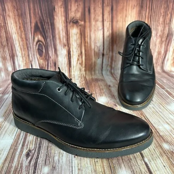 Clarks Collection FOLCROFT Mens Size 12 Black Leather Mid Chukka Boots Shoes