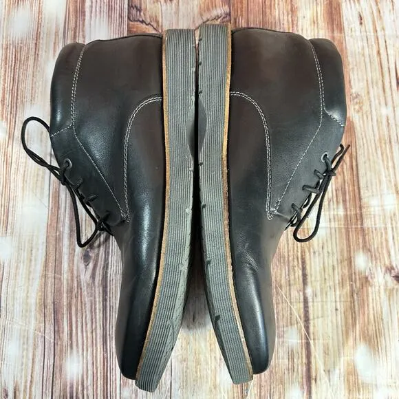 Clarks Collection FOLCROFT Mens Size 12 Black Leather Mid Chukka Boots Shoes