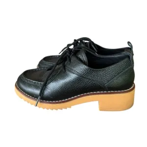 Clarks Eden Women's Size 9 Black Mid Lace Chunky Leather Loafer Shoes