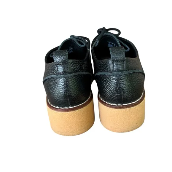 Clarks Eden Women's Size 9 Black Mid Lace Chunky Leather Loafer Shoes