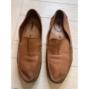 Clark's Men Soft Cushion Carmel Brown Leather Slip On Driving Shoes. Sz 10.5M