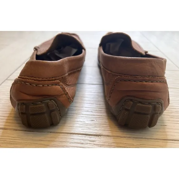 Clark's Men Soft Cushion Carmel Brown Leather Slip On Driving Shoes. Sz 10.5M