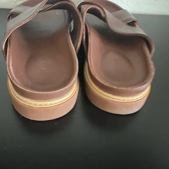 Clarks Men's Trace Cross Slide Sandals Brown Leather 11
