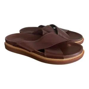 Clarks Men's Trace Cross Slide Sandals Brown Leather 11