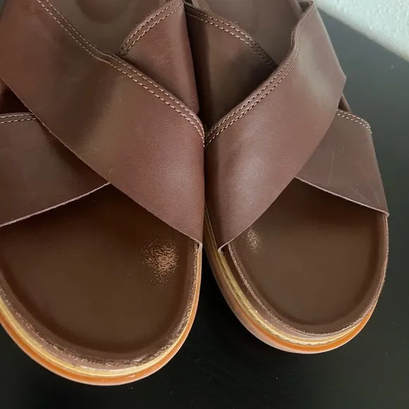 Clarks Men's Trace Cross Slide Sandals Brown Leather 11