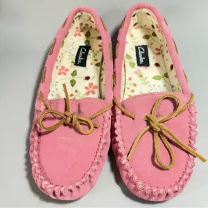 Clarks Pink Suede Leather Slip-On Moccasins NWOT Size 10M
