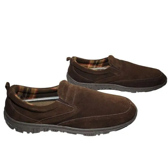 Clarks Slippers Mens Size 12 Slip On Brown Suede Indoor Outdoor Removable Insole