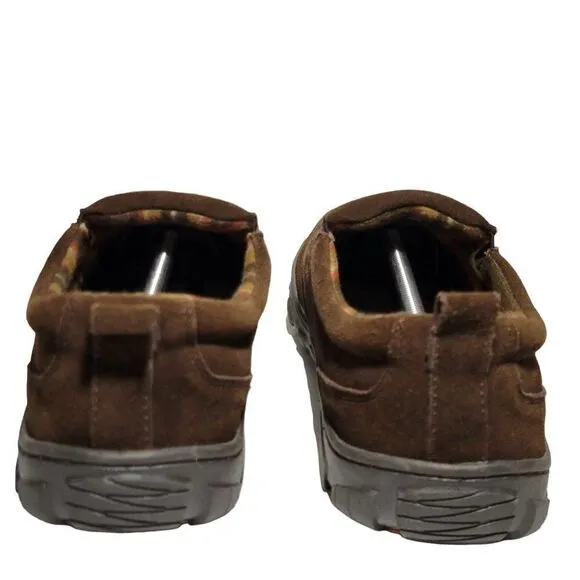 Clarks Slippers Mens Size 12 Slip On Brown Suede Indoor Outdoor Removable Insole