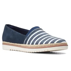 CLARKS Striped Slip On Shoes 8 Wide