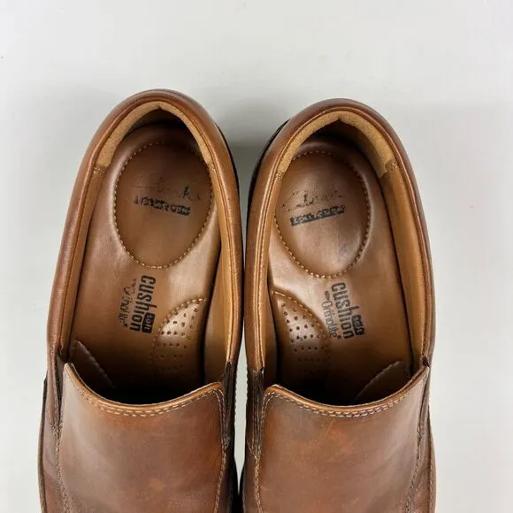Clarks Tilden Shoes Men's 9.5 Dark Tan Leather Comfort Slip-On Dress Formal