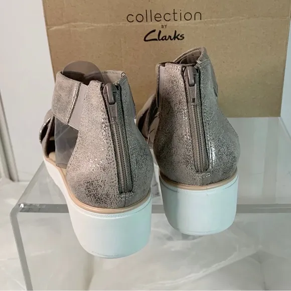 Clarks - Womens Jillian Rise Shoes Pewter Metallic Size 10M