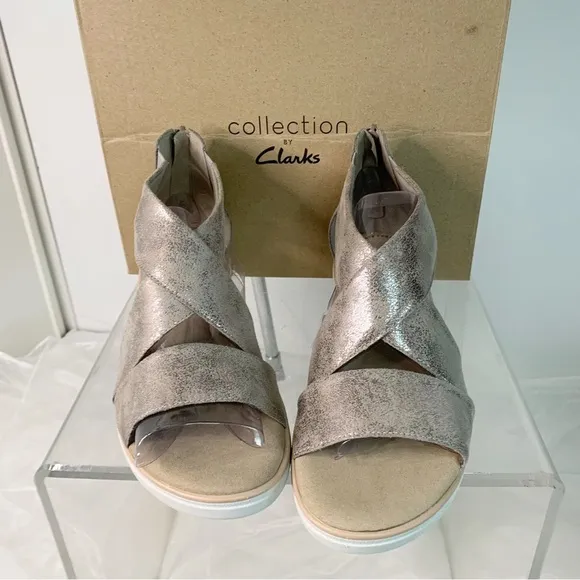 Clarks - Womens Jillian Rise Shoes Pewter Metallic Size 10M