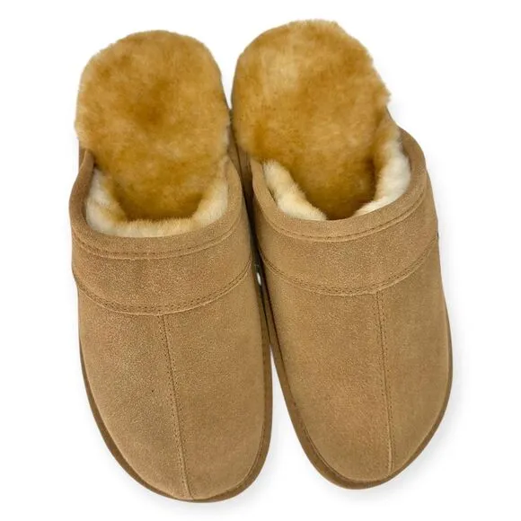 Cloud Nine Men's Scuff Slip-On NIB Sheepskin Suede Size L(10.5/11.5) House Shoes