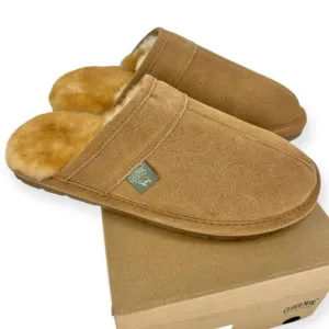 Cloud Nine Men's Scuff Slip-On NIB Sheepskin Suede Size L(10.5/11.5) House Shoes