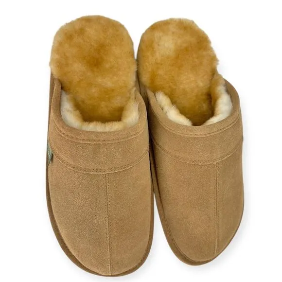 Cloud Nine Men's Scuff Slip-On NIB Sheepskin Suede Size L(10.5/11.5) House Shoes