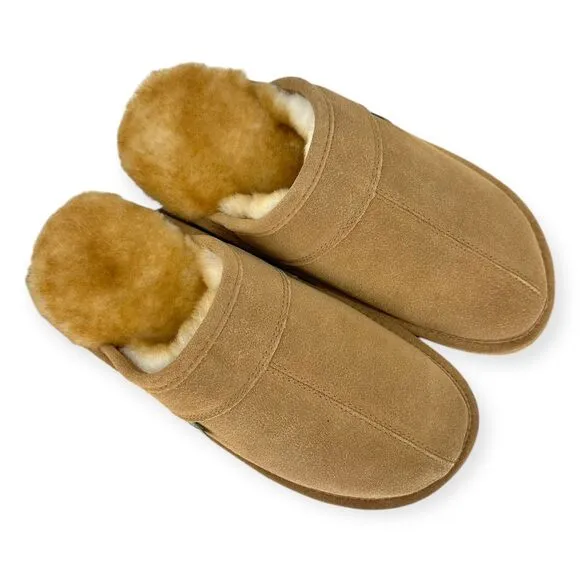 Cloud Nine Men's Scuff Slip-On NIB Sheepskin Suede Size L(10.5/11.5) House Shoes