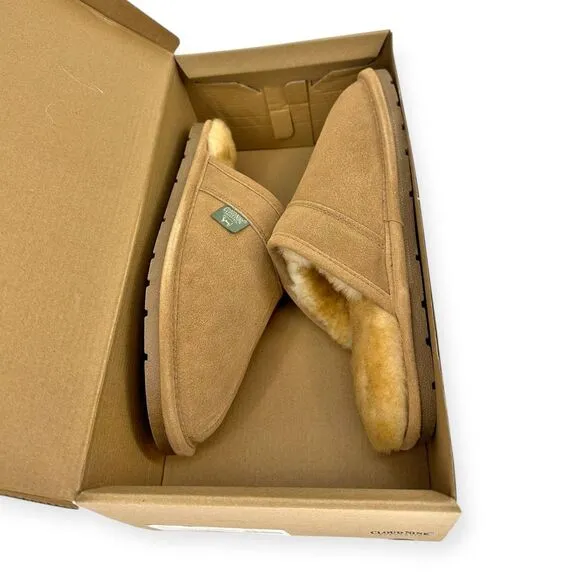 Cloud Nine Men's Scuff Slip-On NIB Sheepskin Suede Size L(10.5/11.5) House Shoes