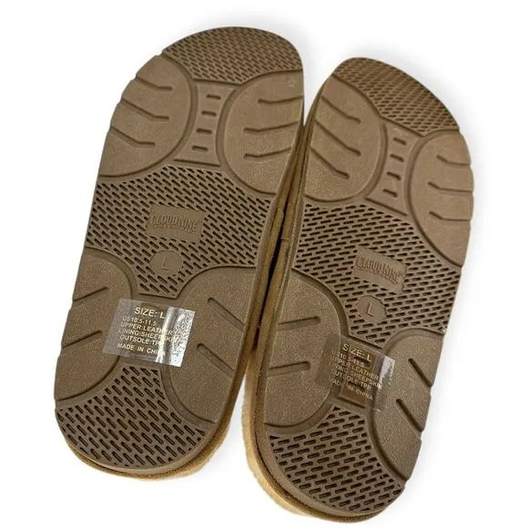 Cloud Nine Men's Scuff Slip-On NIB Sheepskin Suede Size L(10.5/11.5) House Shoes