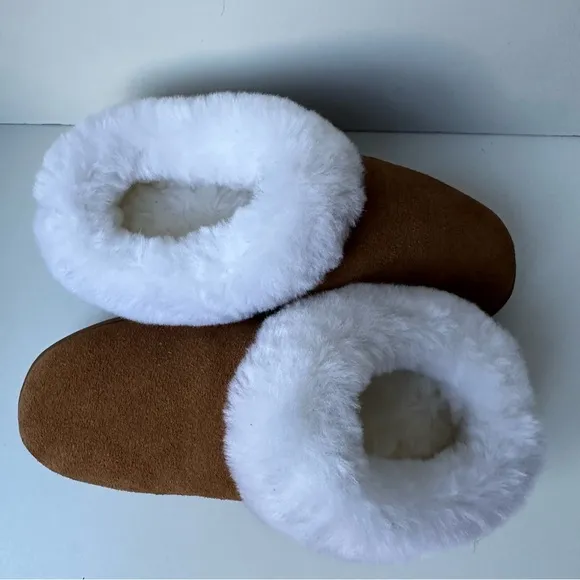 Cloud Nine Women's Sunrise Clog Slippers Brown White Sheepskin Slippers Size:5