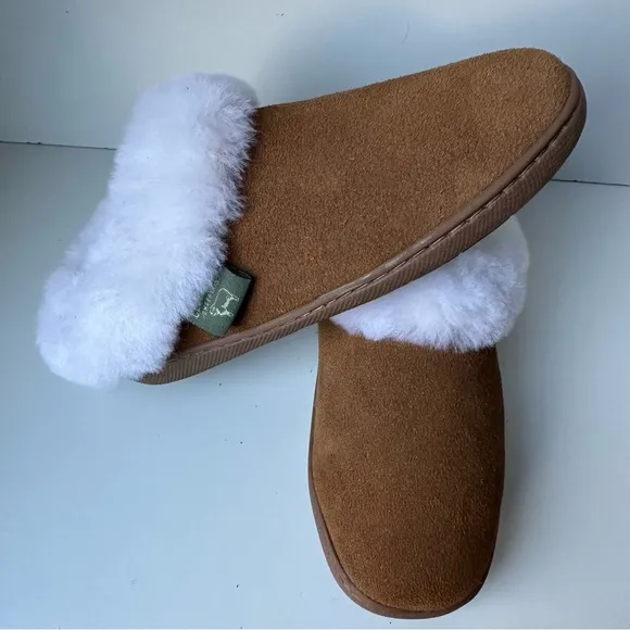 Cloud Nine Women's Sunrise Clog Slippers Brown White Sheepskin Slippers Size:5