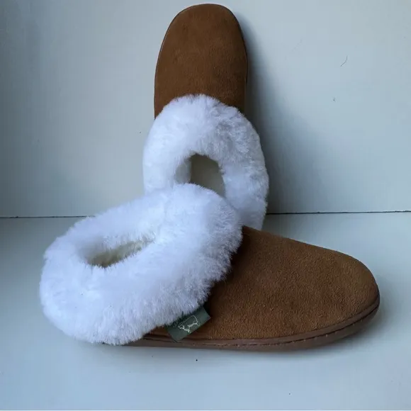 Cloud Nine Women's Sunrise Clog Slippers Brown White Sheepskin Slippers Size:5