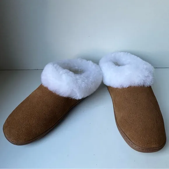 Cloud Nine Women's Sunrise Clog Slippers Brown White Sheepskin Slippers Size:5
