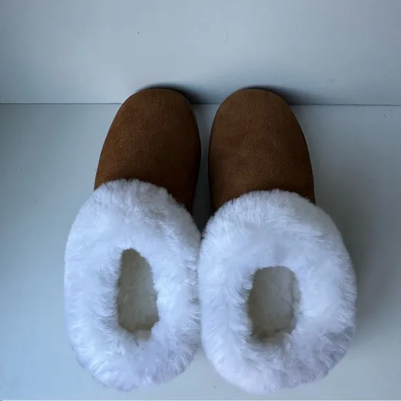 Cloud Nine Women's Sunrise Clog Slippers Brown White Sheepskin Slippers Size:5