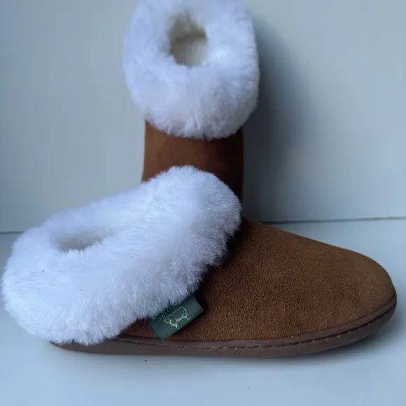 Cloud Nine Women's Sunrise Clog Slippers Brown White Sheepskin Slippers Size:5