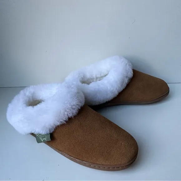 Cloud Nine Women's Sunrise Clog Slippers Brown White Sheepskin Slippers Size:5