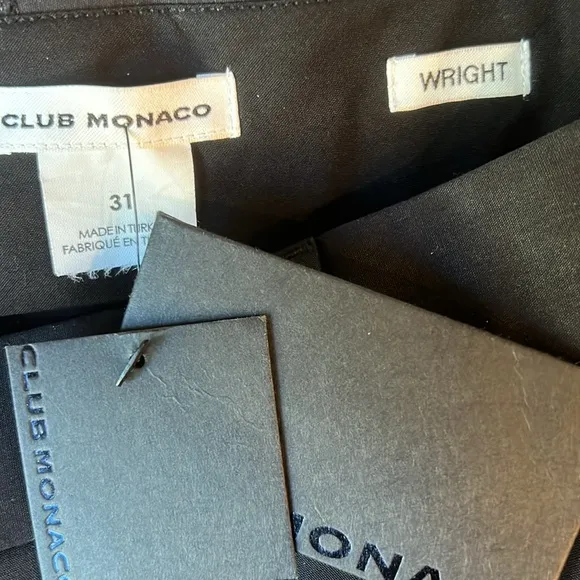Club Monaco Men' Wright Tailored Slim Fit Black Dress Trouser Pant Size 31 NWT