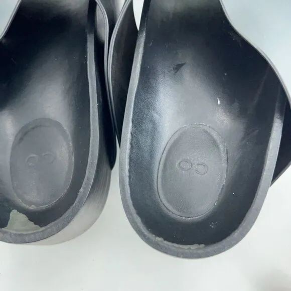 CO Collection Cross Slide Women's Size 36 6 Black Leather Platform Sandal Italy