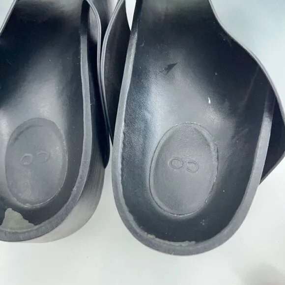 CO Collection Cross Slide Women's Size 36 6 Black Leather Platform Sandal Italy