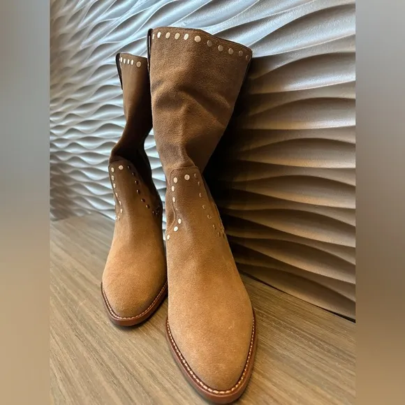 Coach BROWN ‘Phoebe’ heeled suede ankle boots
