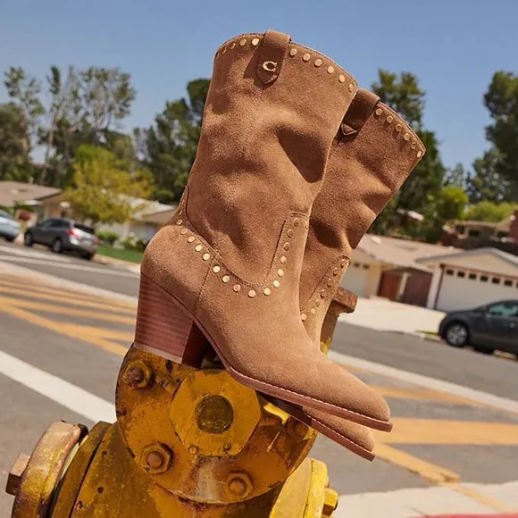 Coach BROWN ‘Phoebe’ heeled suede ankle boots