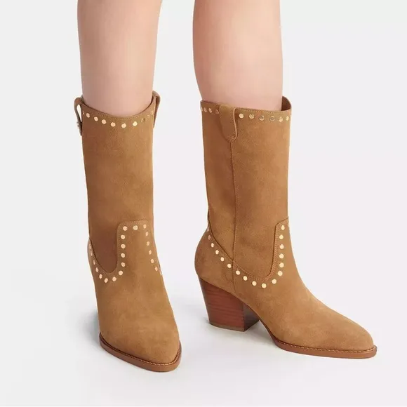 Coach BROWN ‘Phoebe’ heeled suede ankle boots