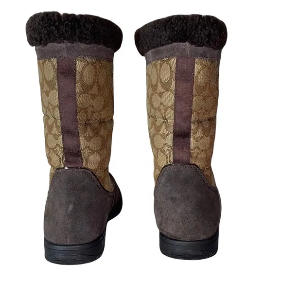 COACH SHERMAN SIG MID FLEECE SUEDE BOOTS 8.5B